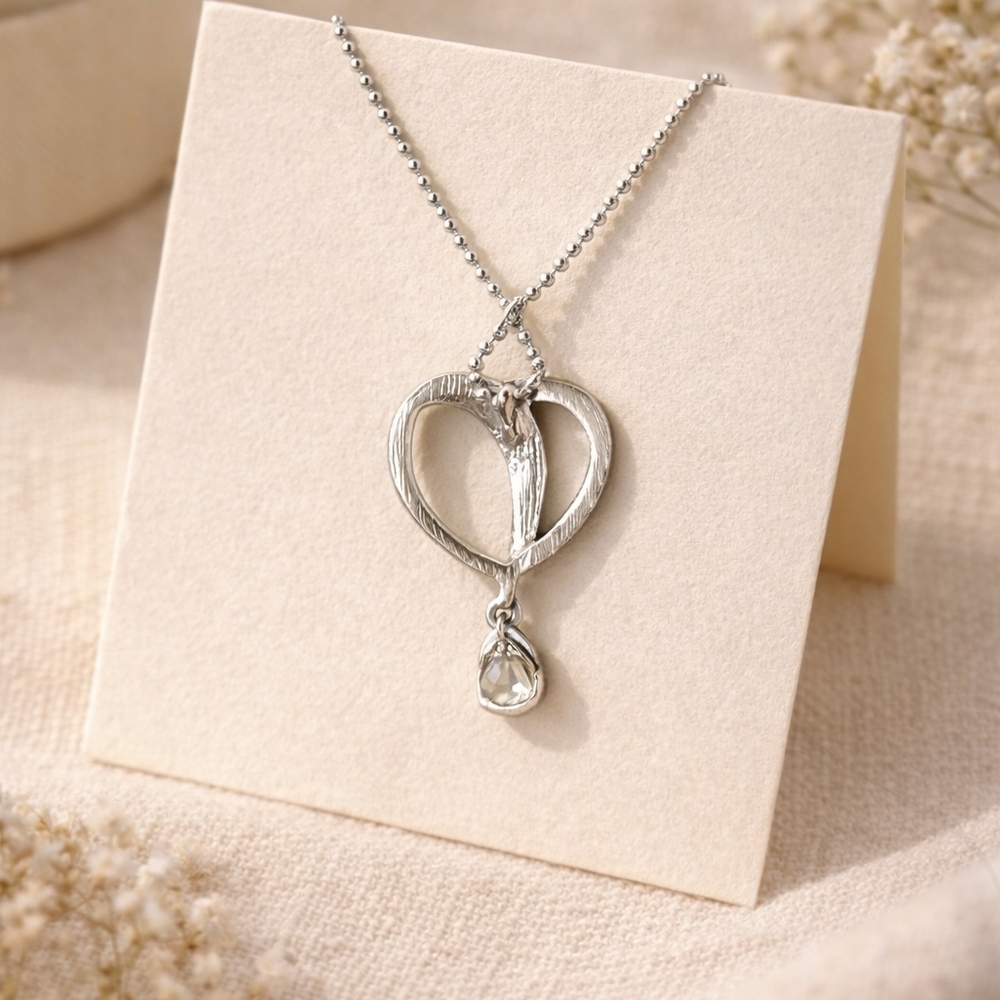 Bijoux Terner necklace silver Heart‎ Dangle15  Inch Chain